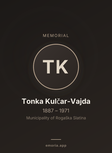 Memorial portrait of Tonka Kulčar-Vajda