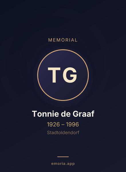 Memorial portrait of Tonnie de Graaf