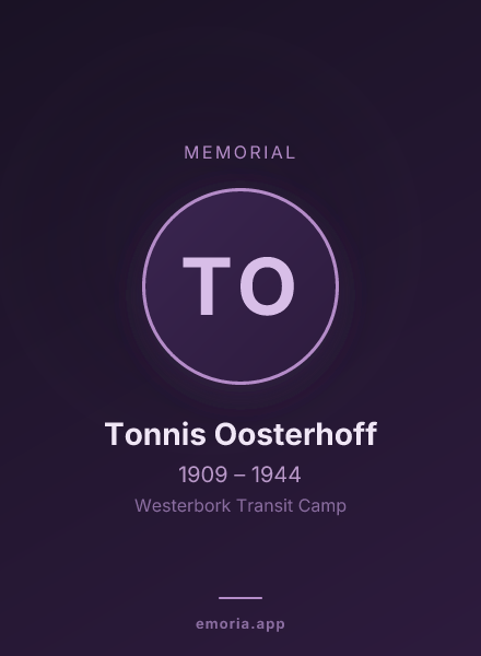 Memorial portrait of Tonnis Oosterhoff