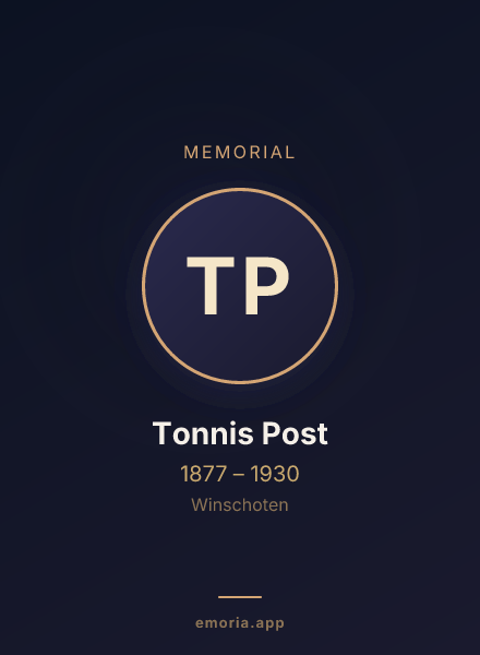 Memorial portrait of Tonnis Post