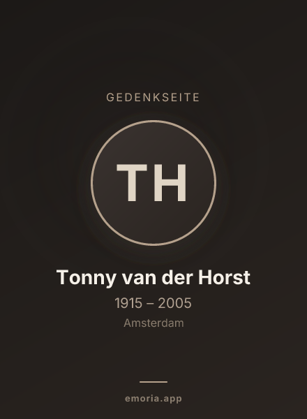 Gedenkportrait von Tonny van der Horst