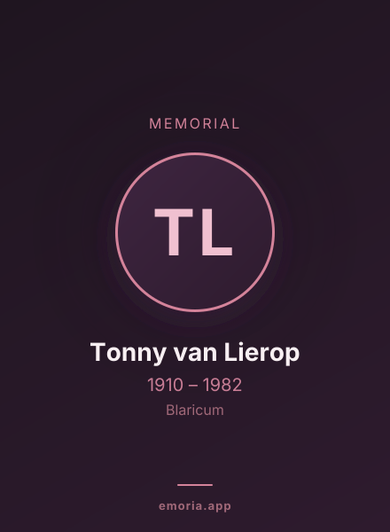Memorial portrait of Tonny van Lierop