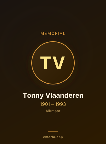Memorial portrait of Tonny Vlaanderen