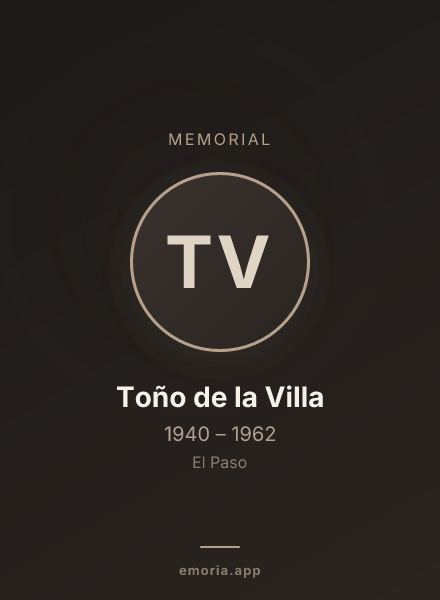 Memorial portrait of Toño de la Villa