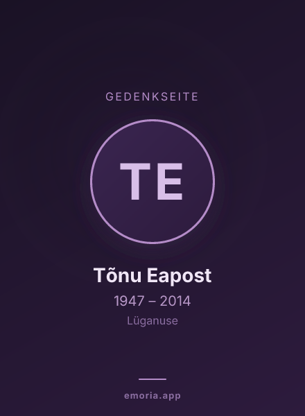 Gedenkportrait von Tõnu Eapost