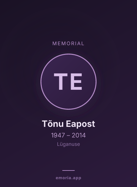 Memorial portrait of Tõnu Eapost