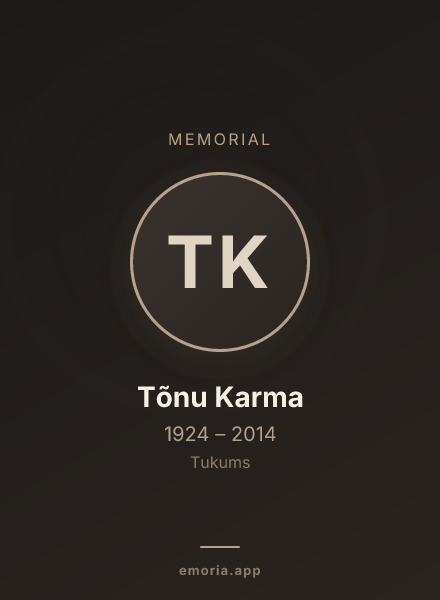 Memorial portrait of Tõnu Karma