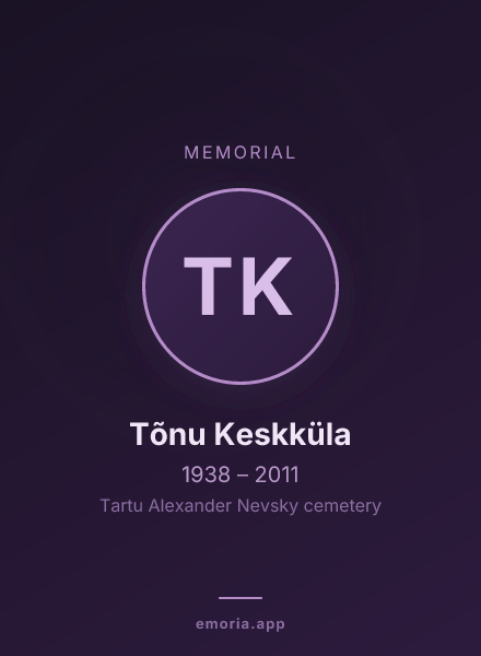 Memorial portrait of Tõnu Keskküla