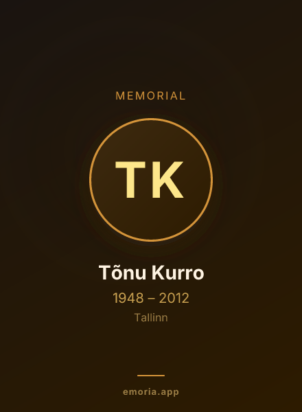 Memorial portrait of Tõnu Kurro