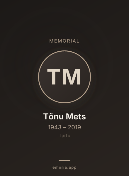 Memorial portrait of Tõnu Mets