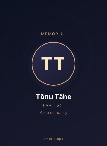 Memorial portrait of Tõnu Tähe