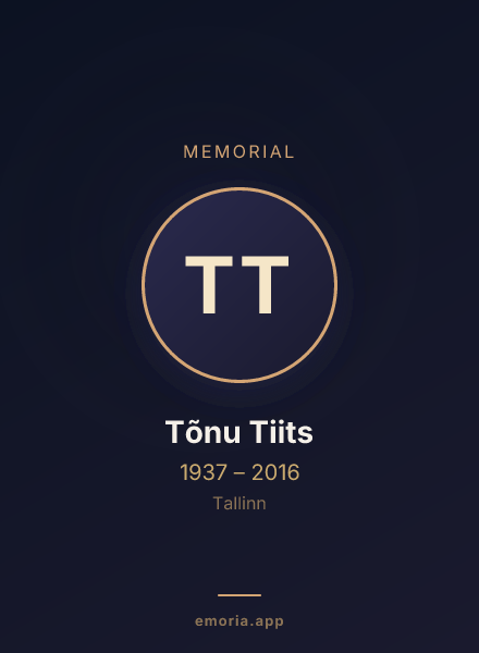 Memorial portrait of Tõnu Tiits