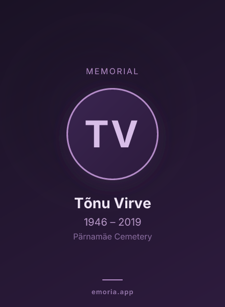 Memorial portrait of Tõnu Virve
