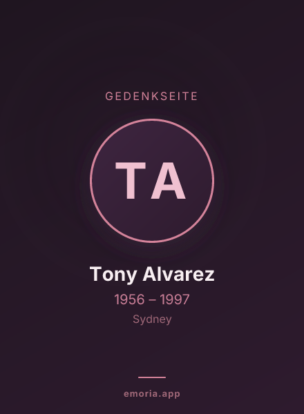 Gedenkportrait von Tony Alvarez