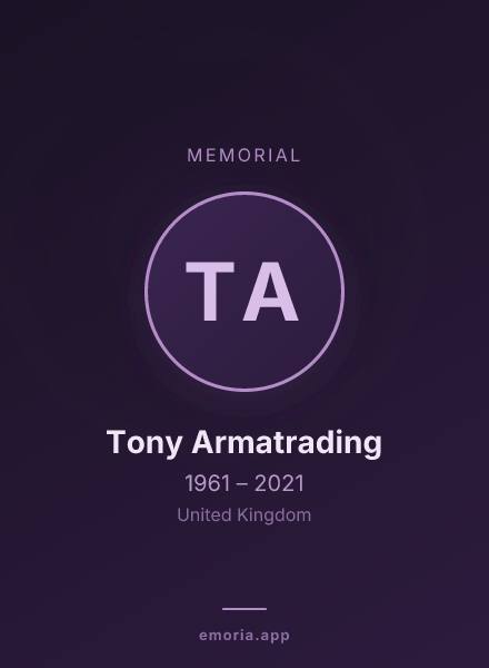 Memorial portrait of Tony Armatrading
