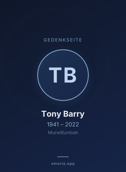 Gedenkportrait von Tony Barry