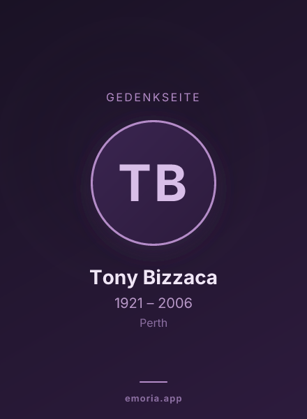 Gedenkportrait von Tony Bizzaca