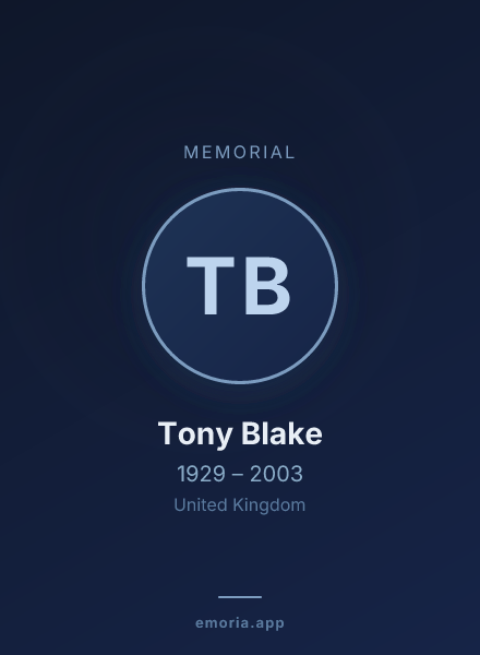 Memorial portrait of Tony Blake