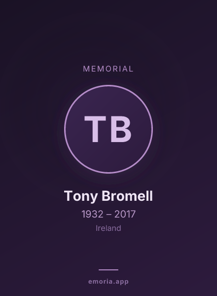 Memorial portrait of Tony Bromell