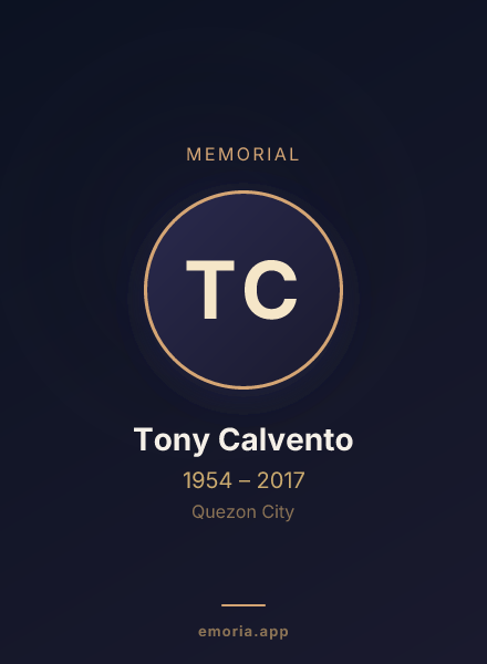 Memorial portrait of Tony Calvento
