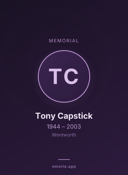 Memorial portrait of Tony Capstick