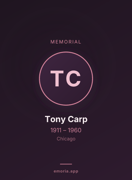 Memorial portrait of Tony Carp