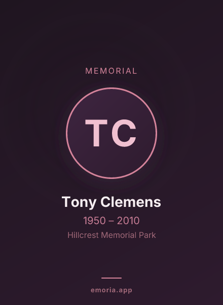 Memorial portrait of Tony Clemens