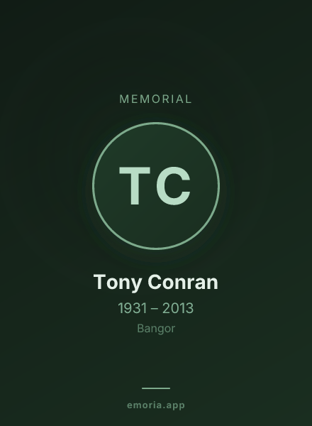 Memorial portrait of Tony Conran