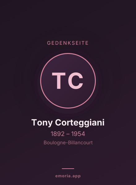 Gedenkportrait von Tony Corteggiani