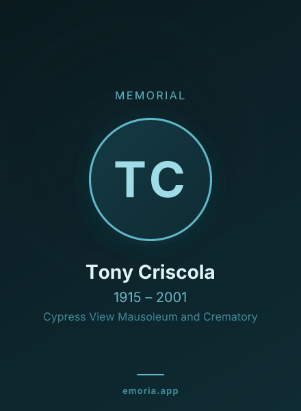 Memorial portrait of Tony Criscola