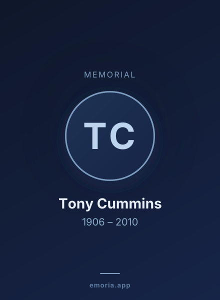 Memorial portrait of Tony Cummins