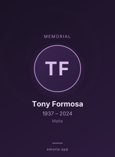 Memorial portrait of Tony Formosa