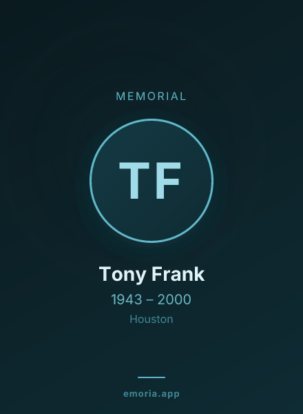 Memorial portrait of Tony Frank