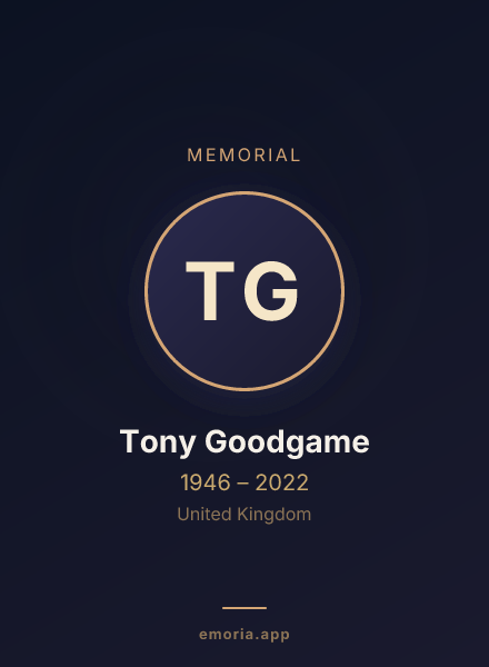 Memorial portrait of Tony Goodgame