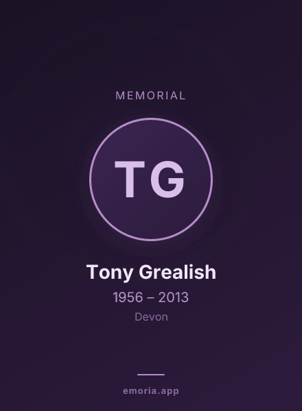 Memorial portrait of Tony Grealish