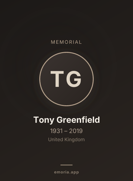 Memorial portrait of Tony Greenfield