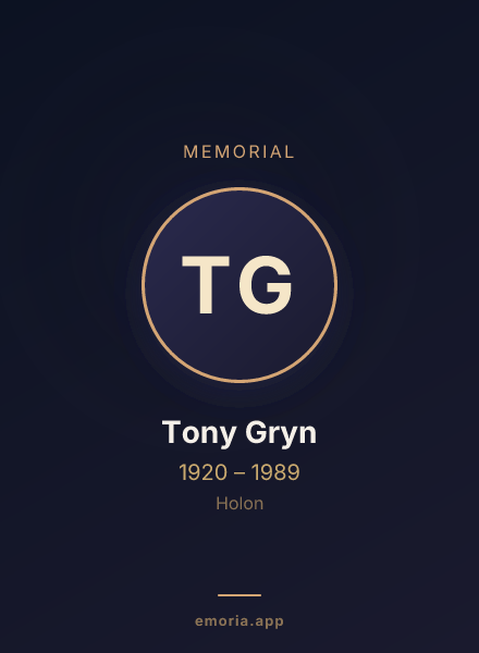 Memorial portrait of Tony Gryn