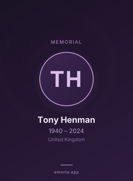 Memorial portrait of Tony Henman