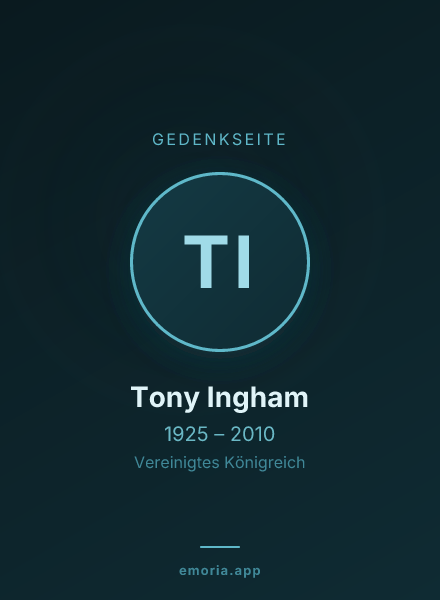 Gedenkportrait von Tony Ingham
