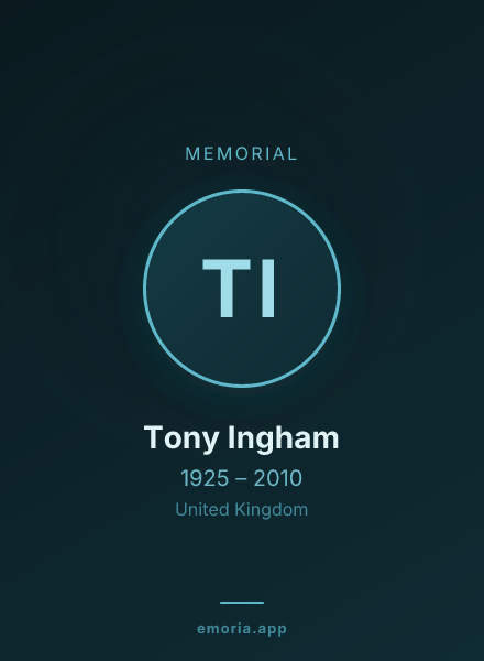 Memorial portrait of Tony Ingham