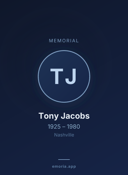 Memorial portrait of Tony Jacobs