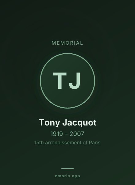 Memorial portrait of Tony Jacquot