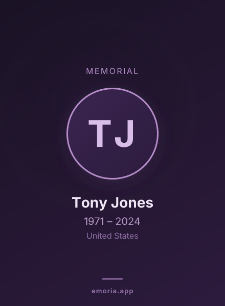 Memorial portrait of Tony Jones
