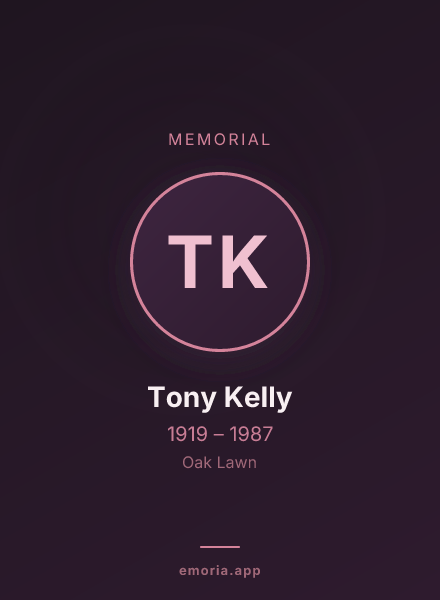 Memorial portrait of Tony Kelly