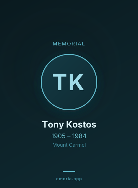 Memorial portrait of Tony Kostos