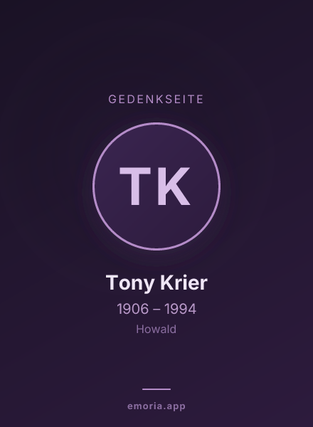 Gedenkportrait von Tony Krier