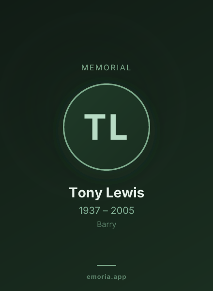 Memorial portrait of Tony Lewis