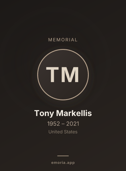 Memorial portrait of Tony Markellis