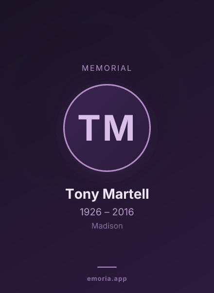 Memorial portrait of Tony Martell
