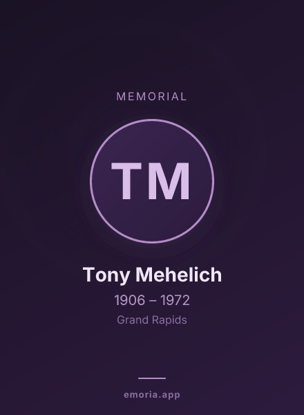 Memorial portrait of Tony Mehelich